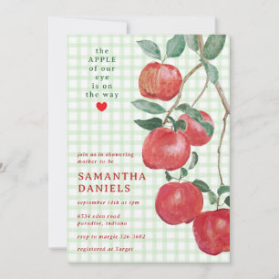 018 Grass Apple of Our Eye Gingham Baby Shower Invitation