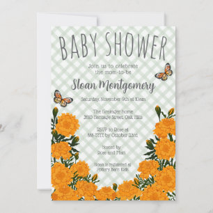019 Forest Monarch Butterfly Marigold Baby Shower Invitation