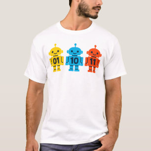 01 10 11 Robots Binary Code Cute Tech Design T-Shirt