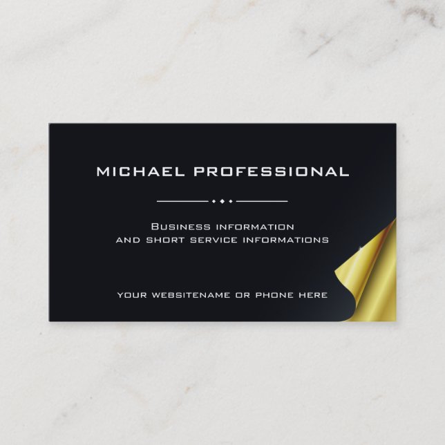01 Modern Professional Business Card gold black (Front)