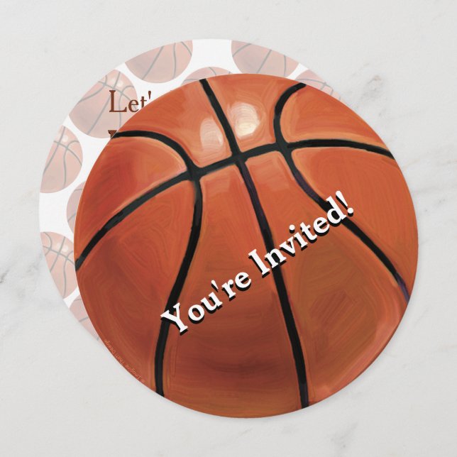 01of12 Basketball Party Invitation (Front/Back)