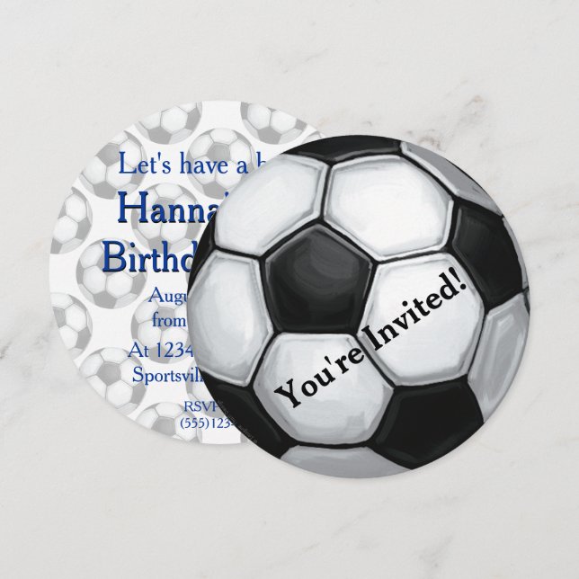 01of12 Soccer Ball Party Invitation (Front/Back)