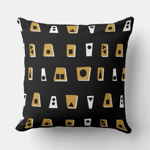 020216 _ Gold Brown White and Black on Black Throw Pillow