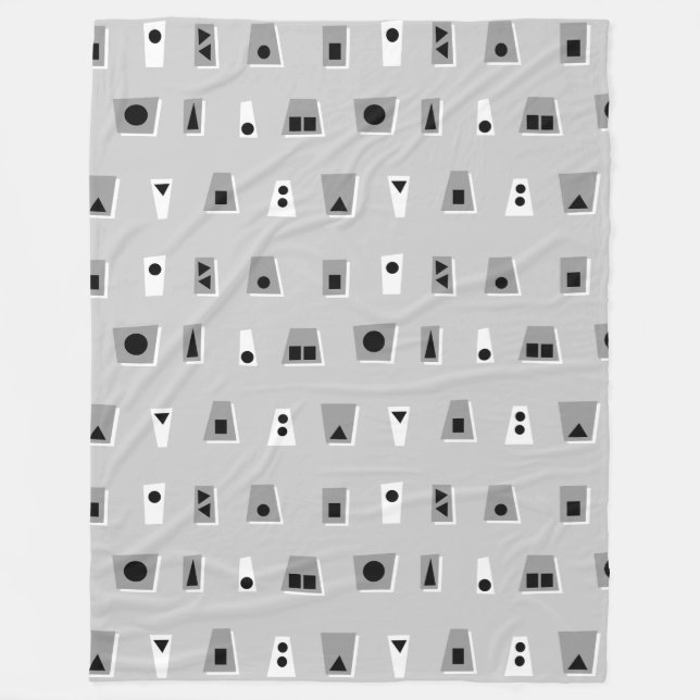 020216 - Gray, White and Black on Gray CCCCCC Fleece Blanket (Front)