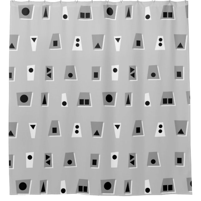 020216 - Gray, White and Black on Gray CCCCCC Shower Curtain (Front)
