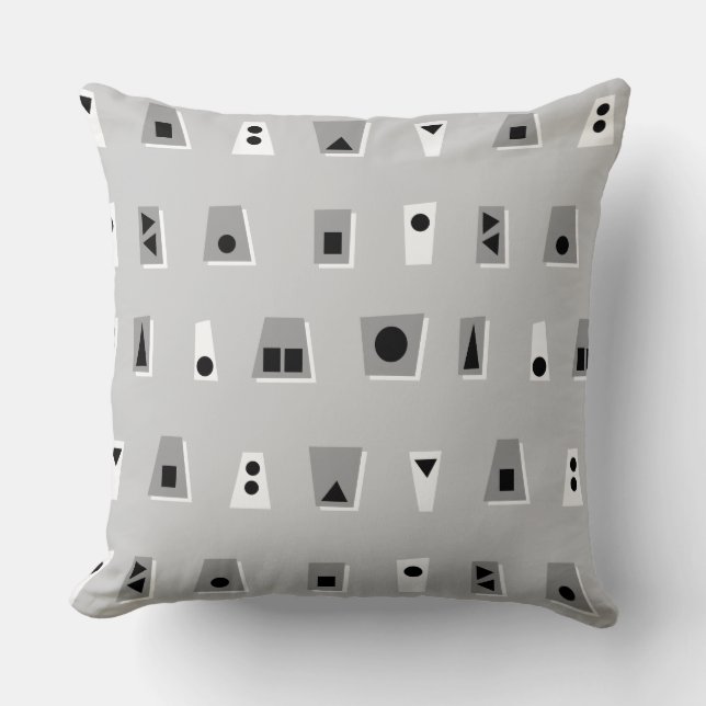 020216 - Gray, White and Black on Gray CCCCCC Throw Pillow (Front)