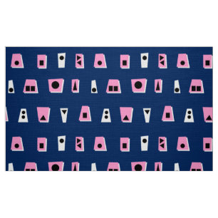 020216 - Pink, White and Black on Dk Blue 00255e Fabric