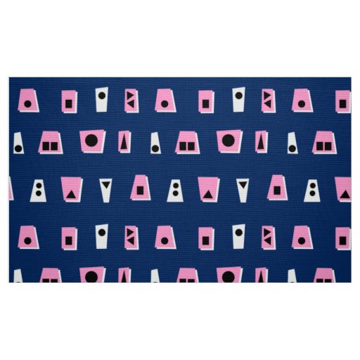 020216 - Pink, White and Black on Dk Blue 00255e Fabric