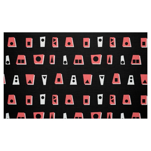 020216 - Tropical Pink, White and Black on Black Fabric (Fat Quarter)