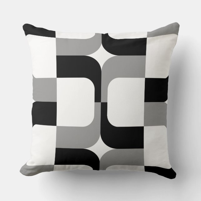 020614 - Black and Gray on White Throw Pillow (Front)