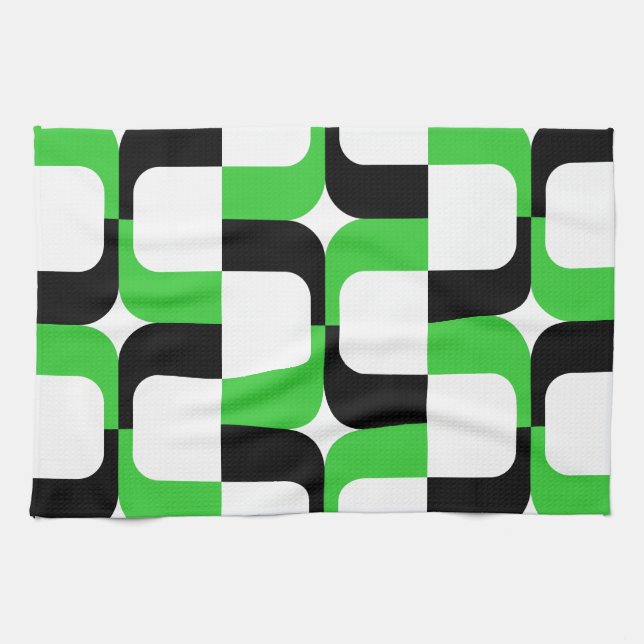 020614 - Black and Green on White Towel (Horizontal)