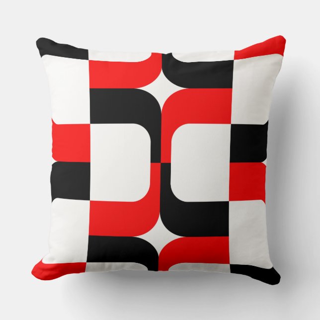 020614 - Black and Red on White Throw Pillow (Front)