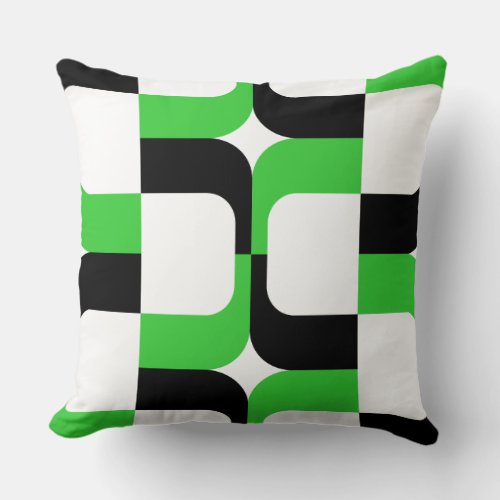 020614 _ Black and Spring Green on White Throw Pillow