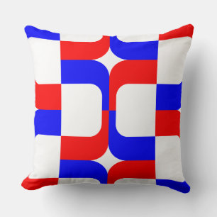 020614 - Red and Blue on White Throw Pillow