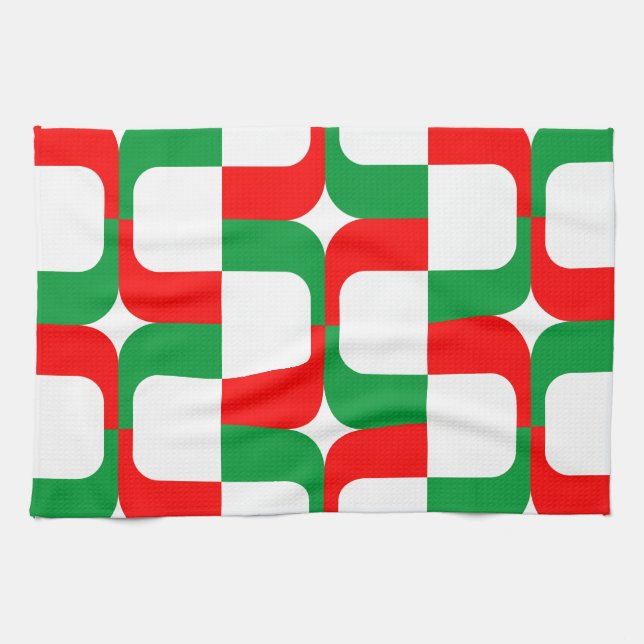 020614 - Red and Green on White Kitchen Towel (Horizontal)