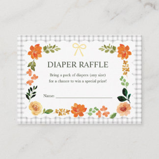 020 Fog Floral Gingham Baby Shower Diaper Raffle Enclosure Card