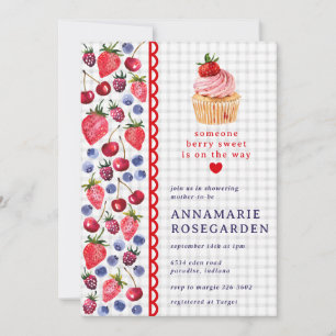 020 Fog Gray Berry Patch Cupcake Baby Shower Invitation