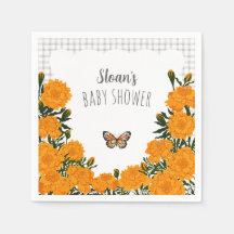 020 Fog Gray Marigold Monarch Gingham Baby Shower