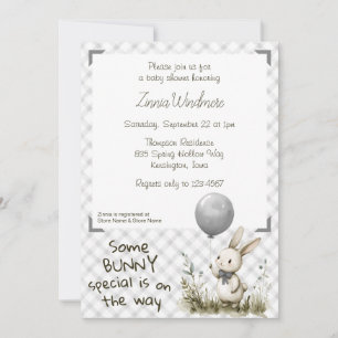 020 Fog Grey • Some Bunny Special Baby Shower Invitation