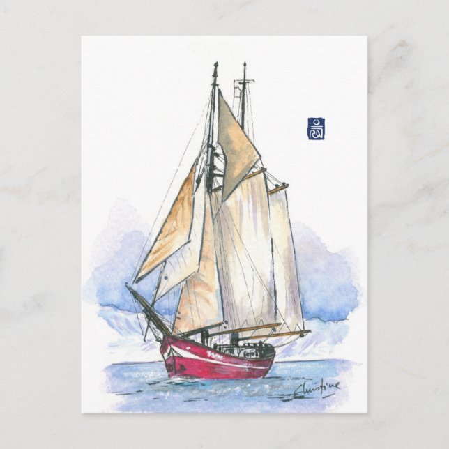 (021) Noorderlicht Sailboat Postcard (Front)