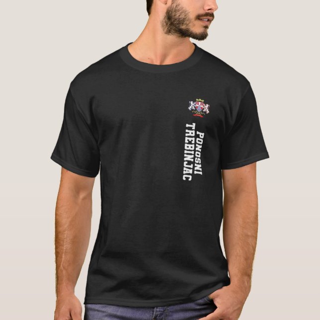 025 Trebinje Bosnia Flag Last Name Coat Of Arm Emb T-Shirt (Front)