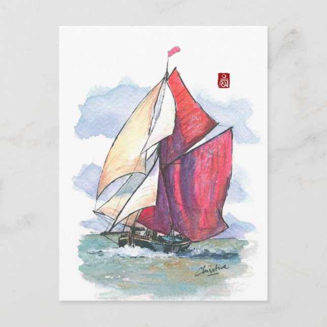 (029) Thames Sailing Barge Sailboat Postcard (Front)