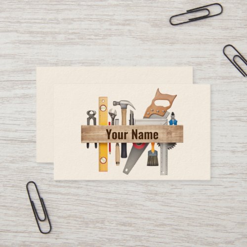 02_2021 Customizable handyman carpenter tools Business Card