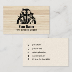 02-2021 Customizable handyman tools wood v2 Business Card