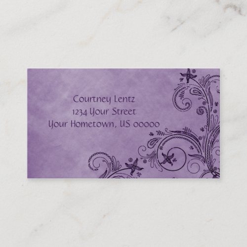 02 Purple Distressed Floral Business Card
