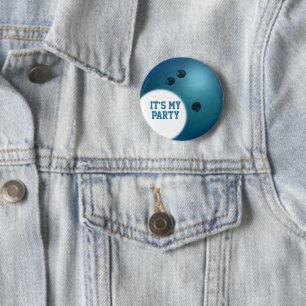 02of12 Birthday Custom Blue Bowling Ball Button