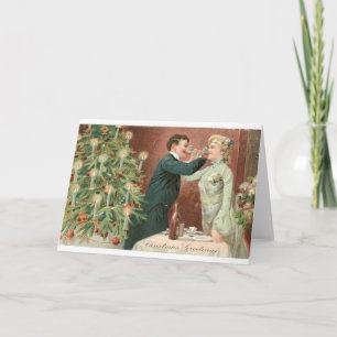 033 Vintage Christmas Card Romantic Lovers Couple