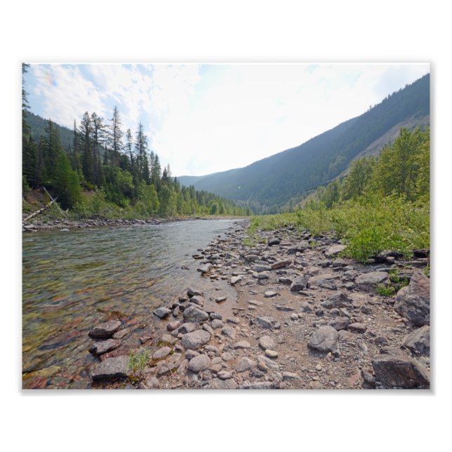 0374 8/12 Eagle Falls river in Glacier Park. Photo Print (Front)