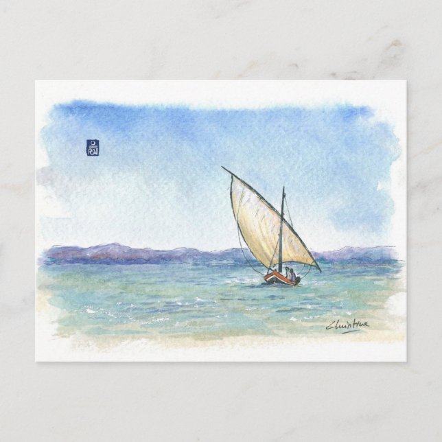 (037) Latin Sailboat Postcard (Front)