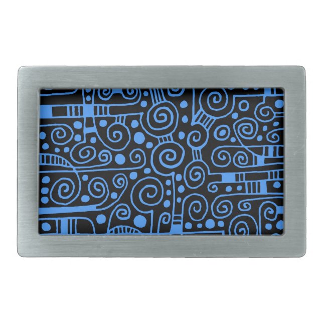 040512 - Baby Blue on Black Rectangular Belt Buckle (Front)