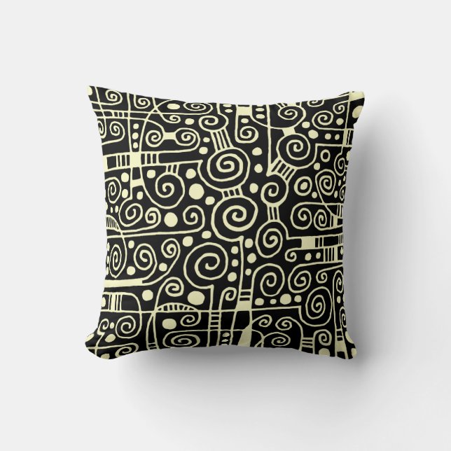 040512 - Cream on Black Throw Pillow (Front)