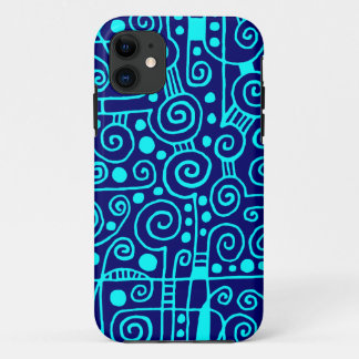 040512 - Cyan on Deep Navy.pdf iPhone 11 Case