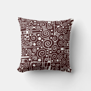 040512 - White on Dark Brown Throw Pillow