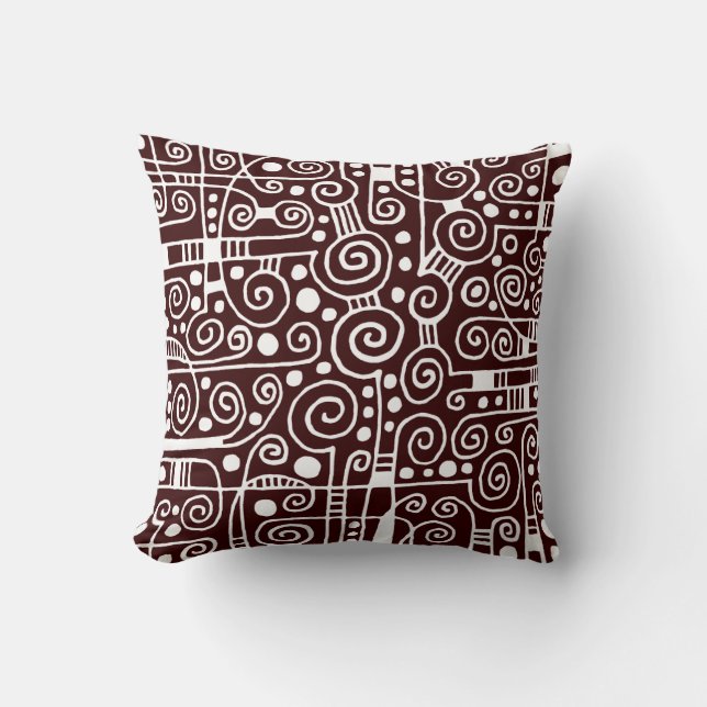 040512 - White on Dark Brown Throw Pillow (Front)