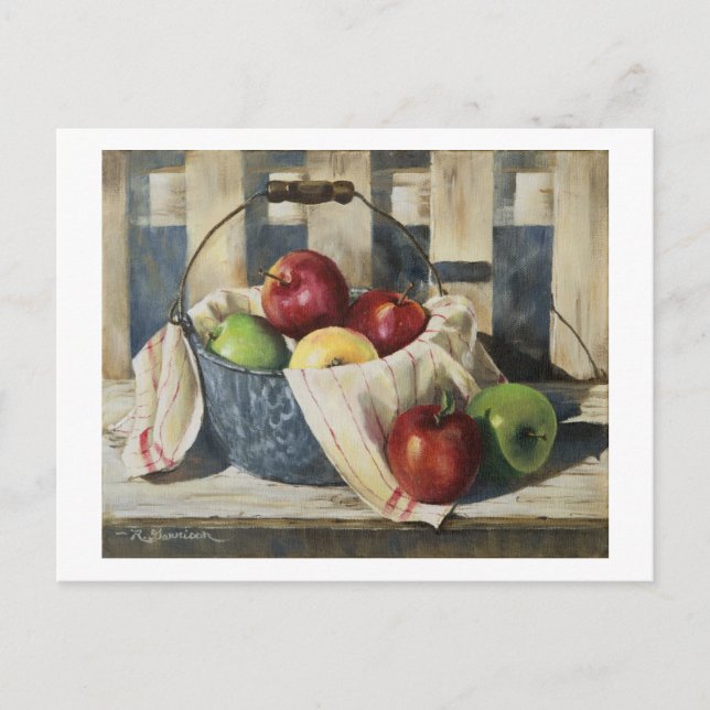 0449 Apples in Enamelware Pail Postcard (Front)