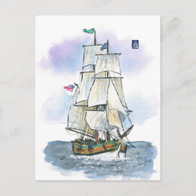 (044) Lady Washington Tall Ship Postcard (Front)