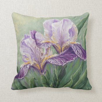 0455 Purple Irises Throw Pillow by RuthGarrison at Zazzle