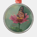 0465 Monarch Butterfly On Zinnia Metal Ornament at Zazzle