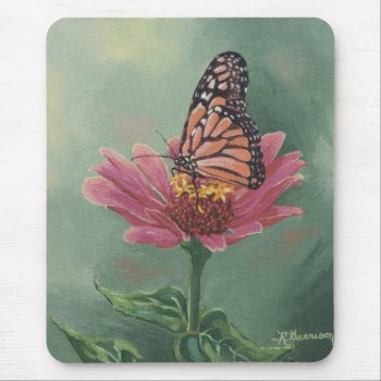 0465 Monarch Butterfly On Zinnia Mouse Pad by RuthGarrison at Zazzle