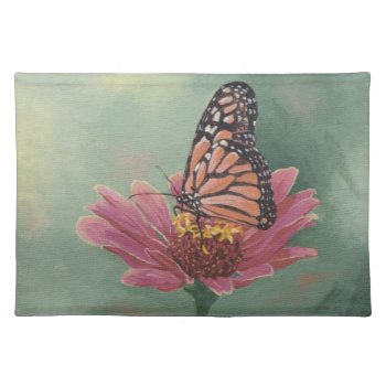 0465 Monarch Butterfly On Zinnia Placemat by RuthGarrison at Zazzle