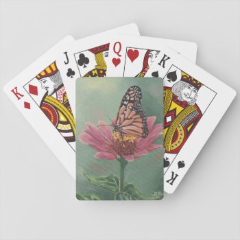0465 Monarch Butterfly On Zinnia Playing Cards by RuthGarrison at Zazzle