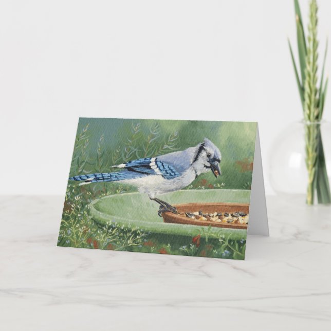 0481 Blue Jay at Feeder Sympathy Card (Front)
