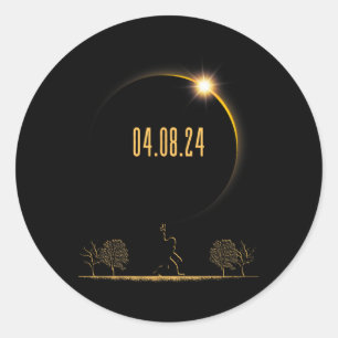 04.08.24 Total Solar Eclipse 2024 Classic Round Sticker