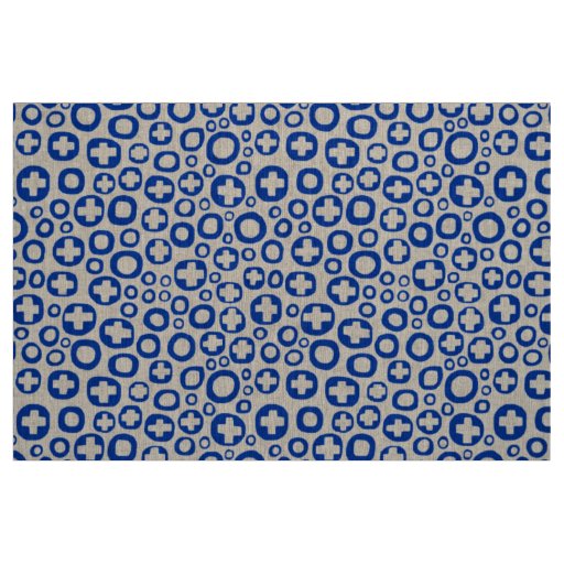 050215 - Navy Blue on White Fabric