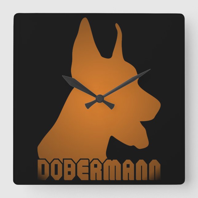 0513032011 Dobermann Square Wall Clock (Front)