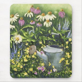 0530 Cone Flowers & Watering Can Mouse Pad by RuthGarrison at Zazzle